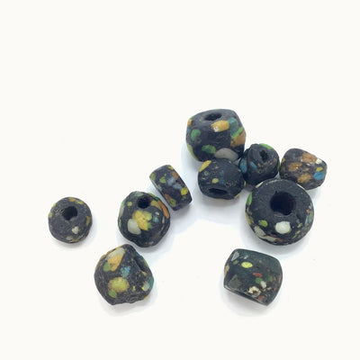 Rare African Antique Black Speckled Colorful Hebron Beads, Sudan - Rita Okrent Collection (AT0608n)