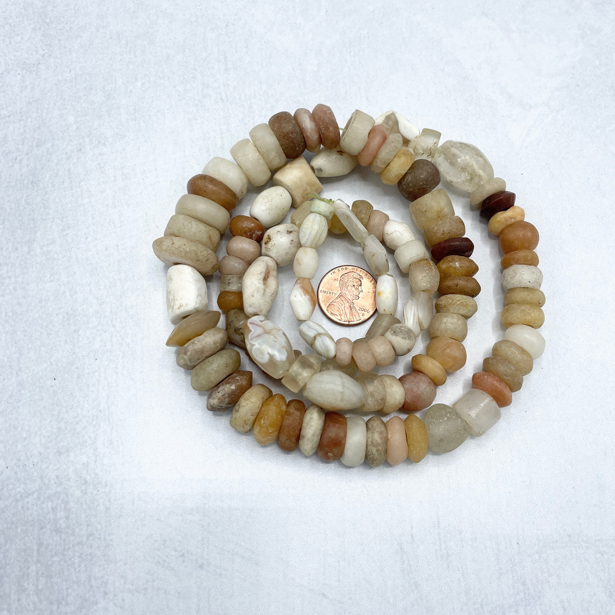 Mixed Ancient and Neolithic Stone Beads Strand, with Rock Crystal, West Africa - Rita Okrent Collection (S668c)