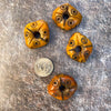Set of 4 Carved Diamond-Shaped Faux Amber Beads, with Dot Circle Motif, Morocco - Rita Okrent Collection (ANT387)
