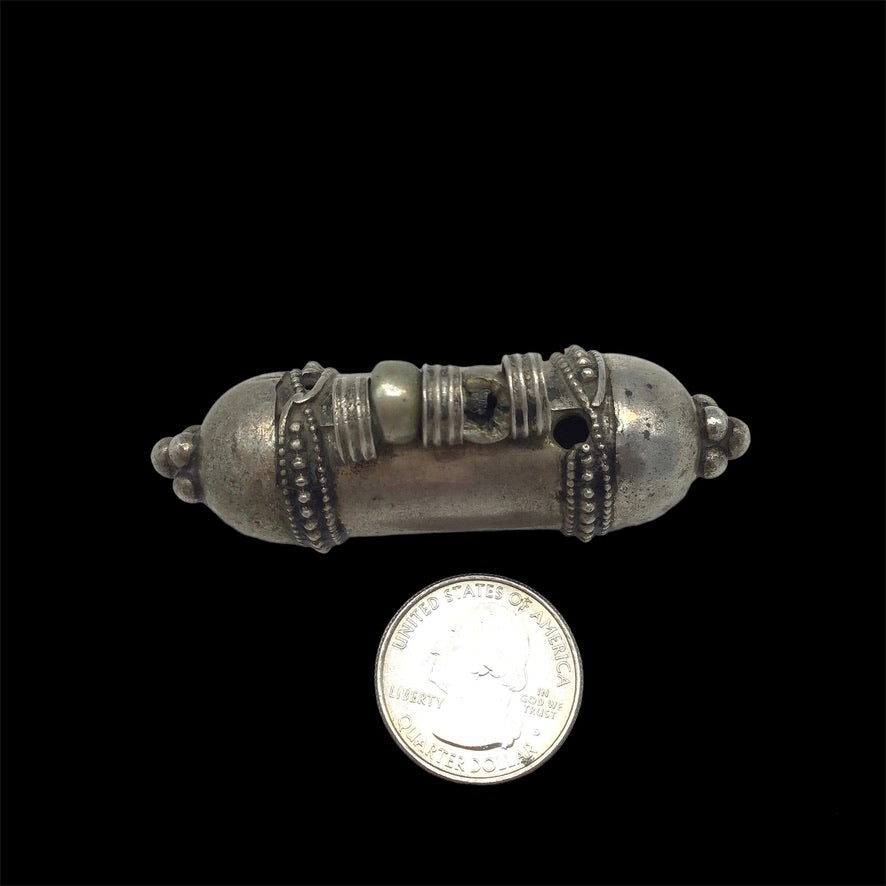 Bedouin Silver Hirz Prayer Amulet, with Decorated Ends and Top Bails - Rita Okrent Collection (P730)