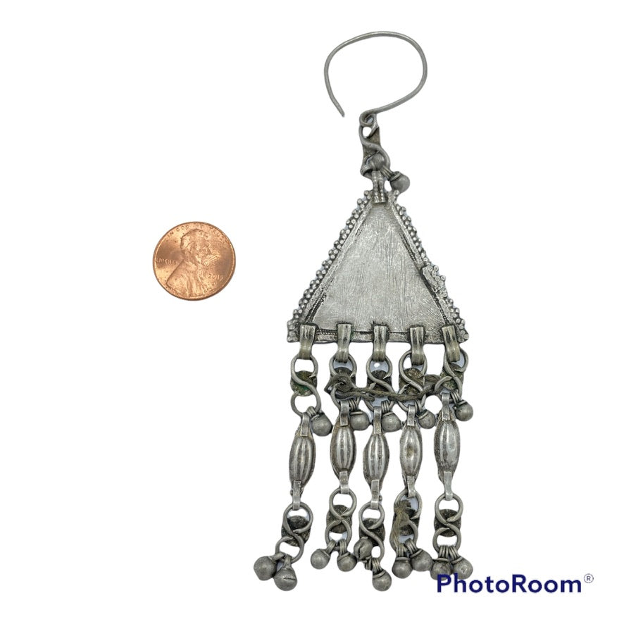 Triangular Bedouin Silver Headdress Ornament with Dangles, Yemen - Rita Okrent Collection (P809d)