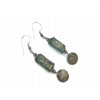 Earrings - Afghani Ancient Glass Pieces with Ottoman Silver Coin Pendant Dangles - Rita Okrent Collection (E341)