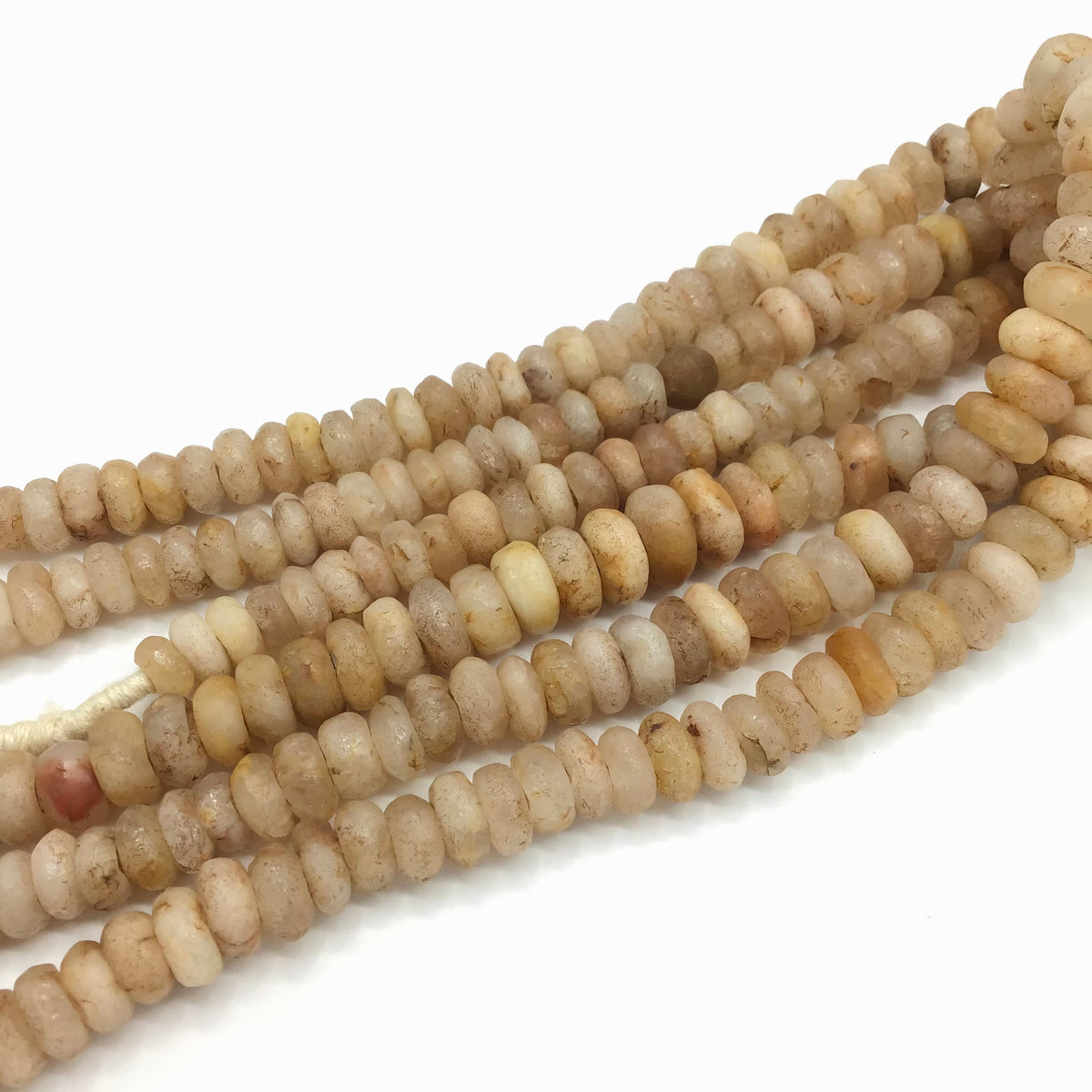 Graduated Ancient Neolithic Translucent Beige Quartz Donut Stone Beads from Mauritania -Rita Okrent Collection (S479)