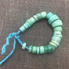 Strand of 24 Lovely Teal Blue Ancient Amazonite Beads from Mauritania - Rita Okrent Collection (S399)