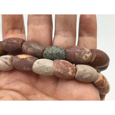 Rare Ancient Granite Stone Beads with Shades of Red and Pink, African Trade - Rita Okrent Collection (S596)
