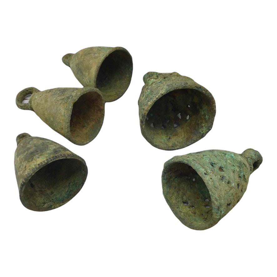 Group of 5 Large Antique Dogon Bronze Metal Bells from Mali - Rita Okrent Collection (AA495)