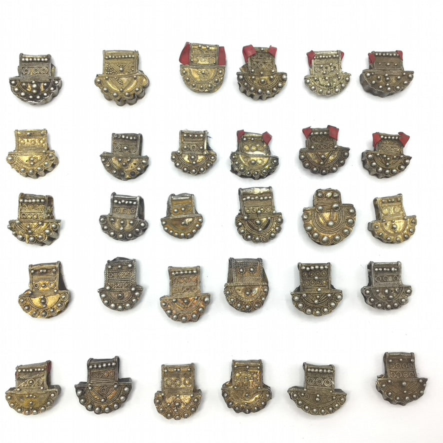 Mauritanian Gilded Silver Gold Washed Fan-Shaped Hair Bead Ornaments - RIta Okrent Collection (C554f)