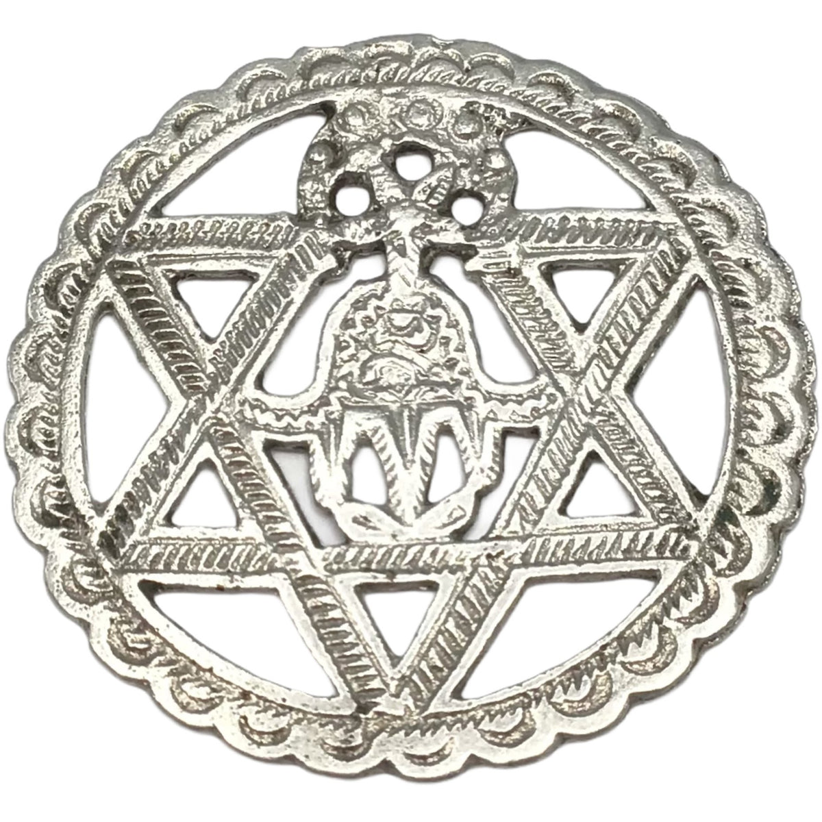 Silver Star of David Pendant with Hamsa, Siwa Oasis, Egypt - Rita Okrent Collection (P723)