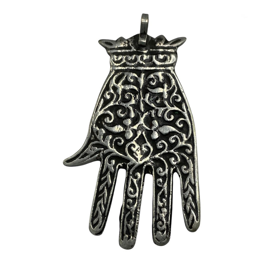 Antique Meknes Silver Hamsa Amulet, Morocco - Rita Okrent Collection (P946)