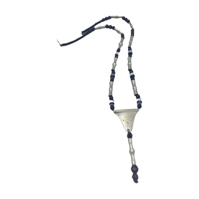 Tuareg Silver and Black Glass Beaded Necklace, Mali - Rita Okrent Collection (NE589)