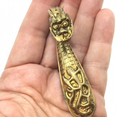 Gilt or Gold Chinese Repousse Dragon Belt Hook - Rita Okrent Collection (AA490)