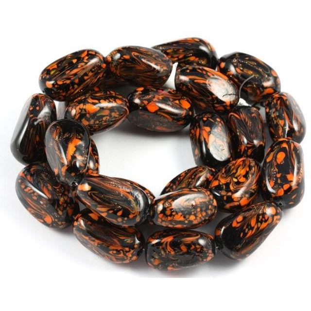 Bohemian Faux Stone Beads in Orange and Black