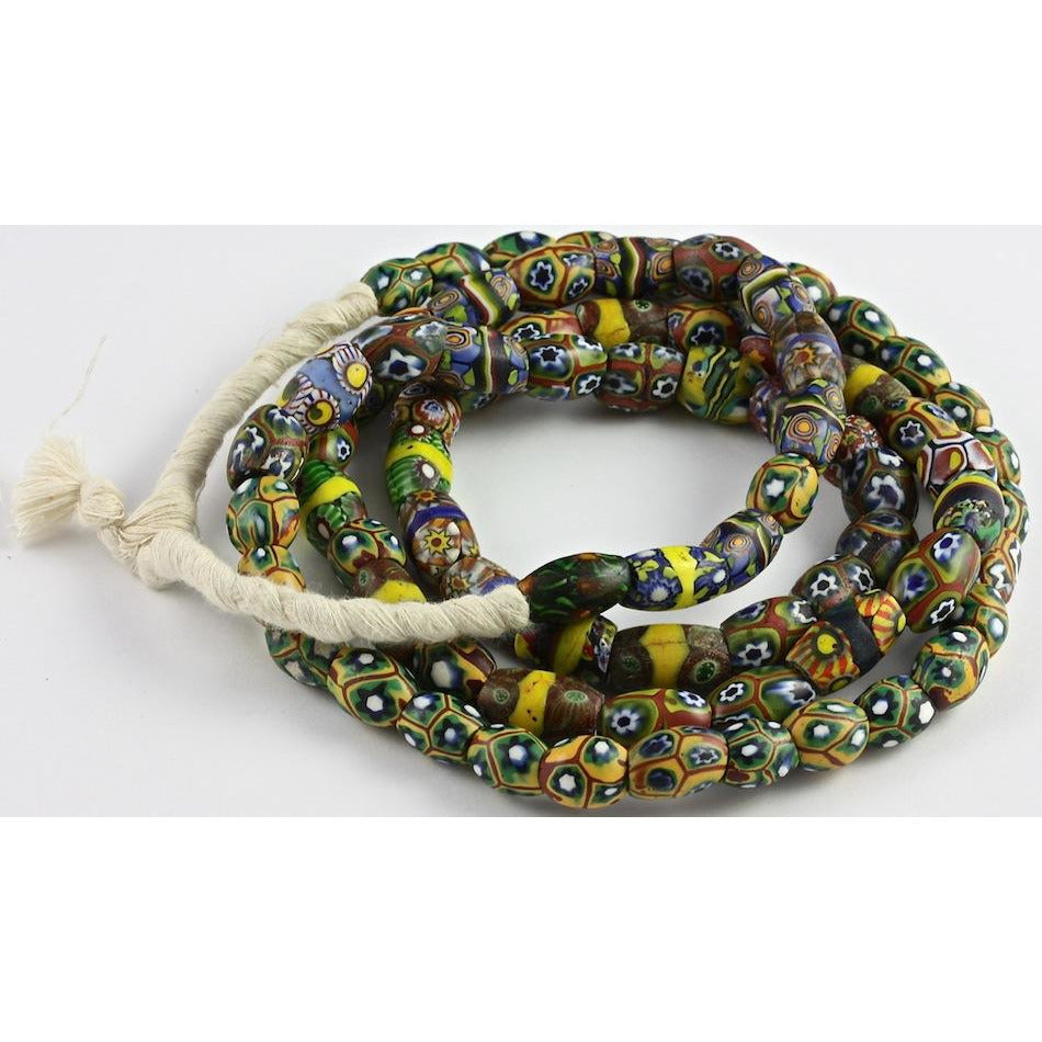 Venetian Oval Millefiori beads, Antique, Ghana