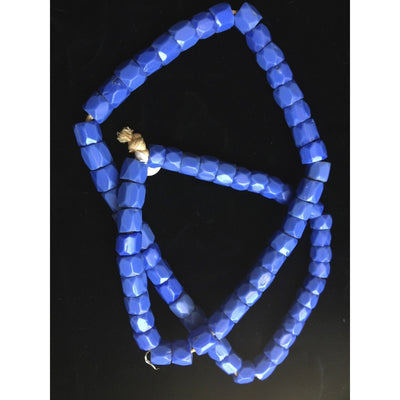 Faceted Blue Molded Matched Beads, Old, African Trade