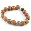 Light Brown Hand-Carved Round Wood Beads, With Varied Designs, Africa