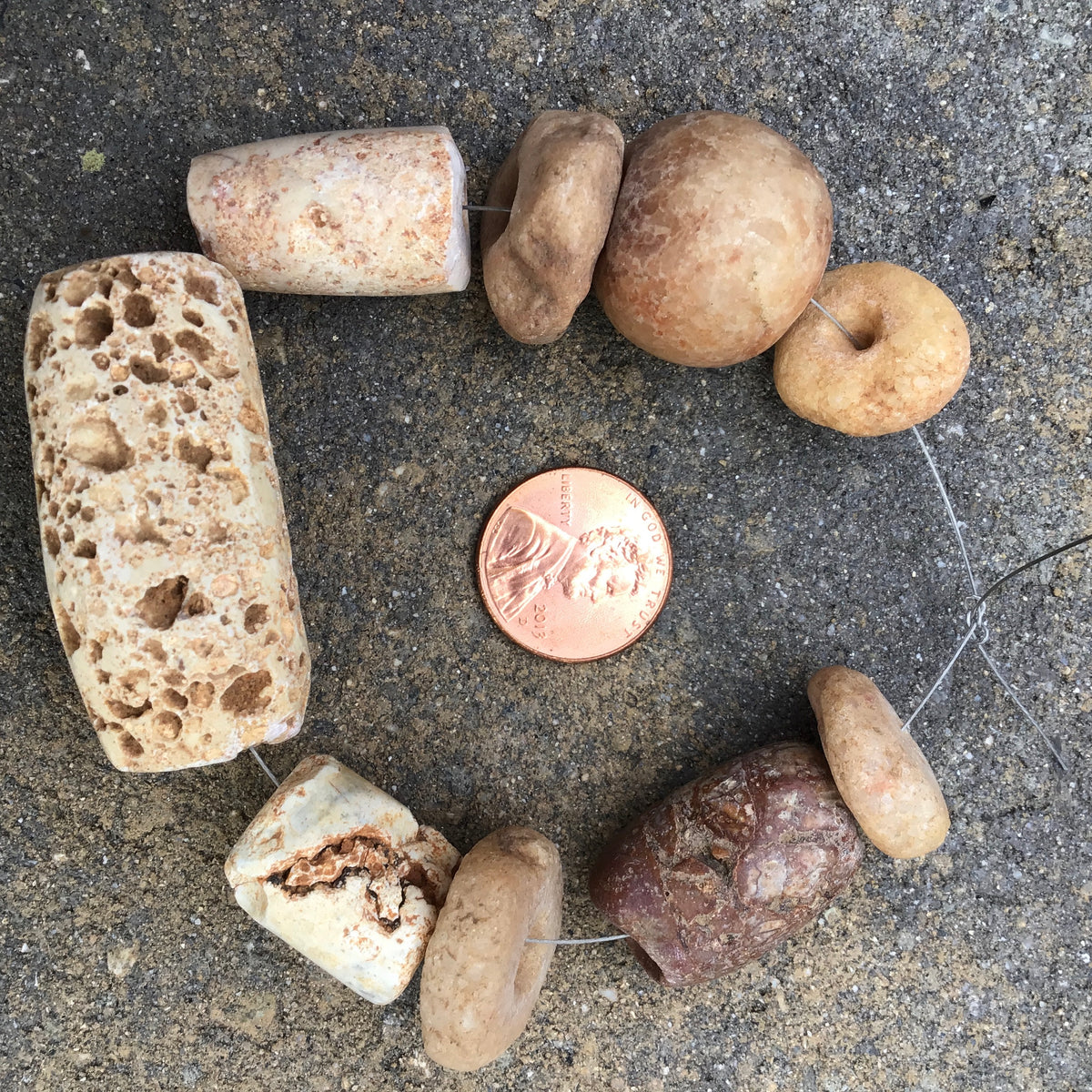 Short Strand of Mixed Ancient Stone Beads, West Africa - Rita Okrent Collection (S566)