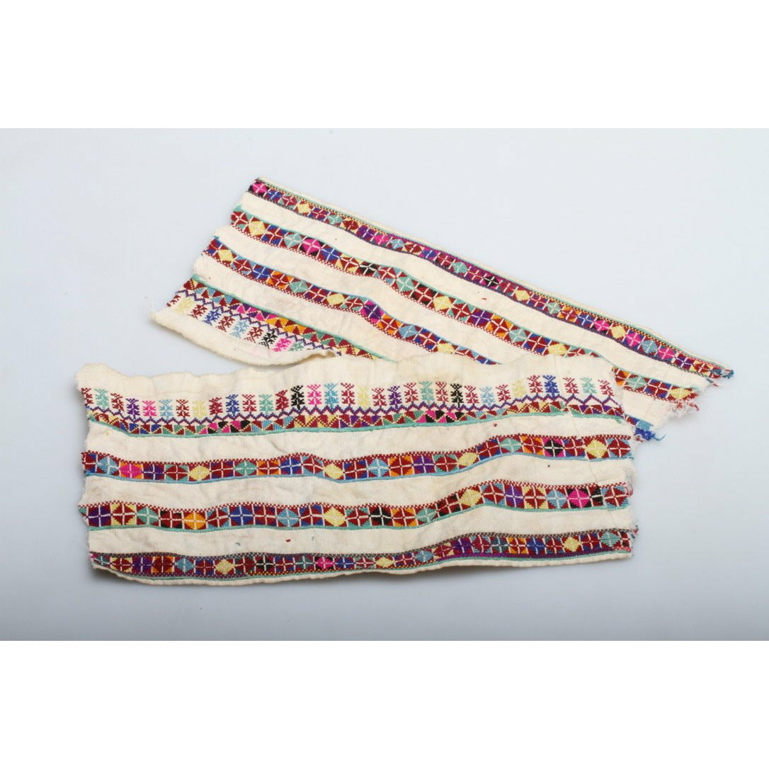 Two Matched Small Ethnic Embroidered Vintage Textile Pieces - Rita Okrent Collection (AA505)