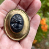Antique Brass and Black Bakelite Oval Locket, England - Rita Okrent Collection (P771)