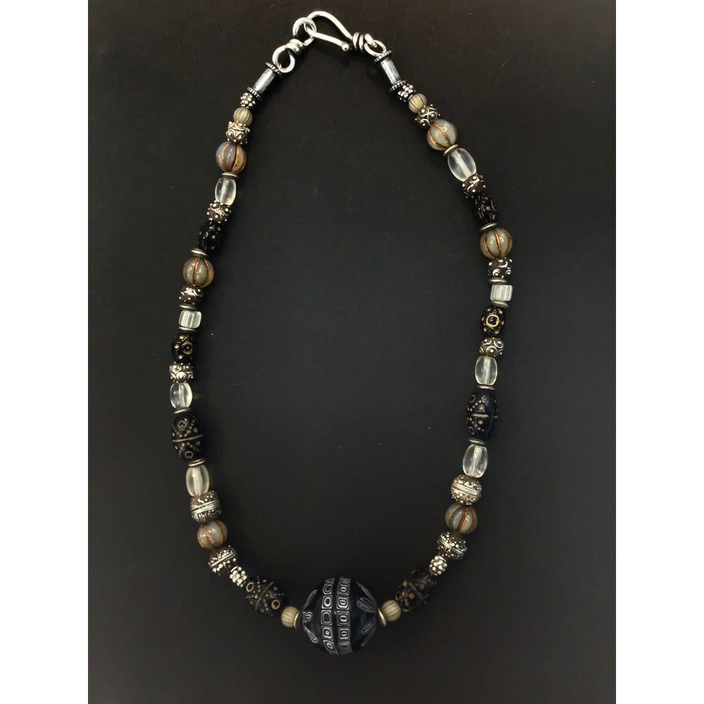 Black, White and Silver Mix Choker - Rita Okrent Collection (NE420)