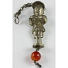 Antique Silver Chinese Man in Hat Pendant, with Carnelian Drop 