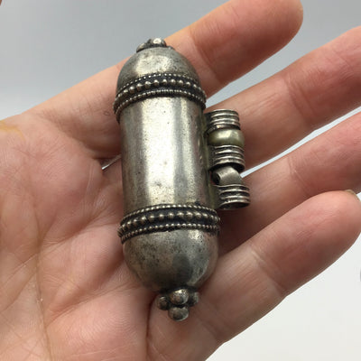 Bedouin Silver Hirz Prayer Amulet, with Decorated Ends and Top Bails - Rita Okrent Collection (P730)