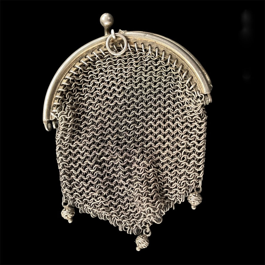 Antique Chain Mail Change Purse, England or France - Rita Okrent Collection (C343b)