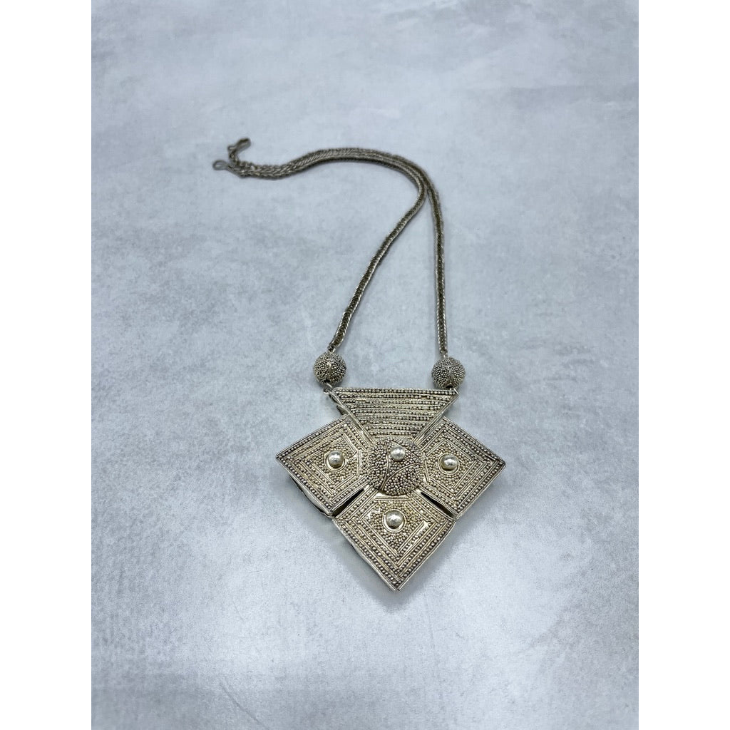 Granulated Silver Boghdod Southern Cross Necklace on Silver Chain - Rita Okrent Collection (NE594)