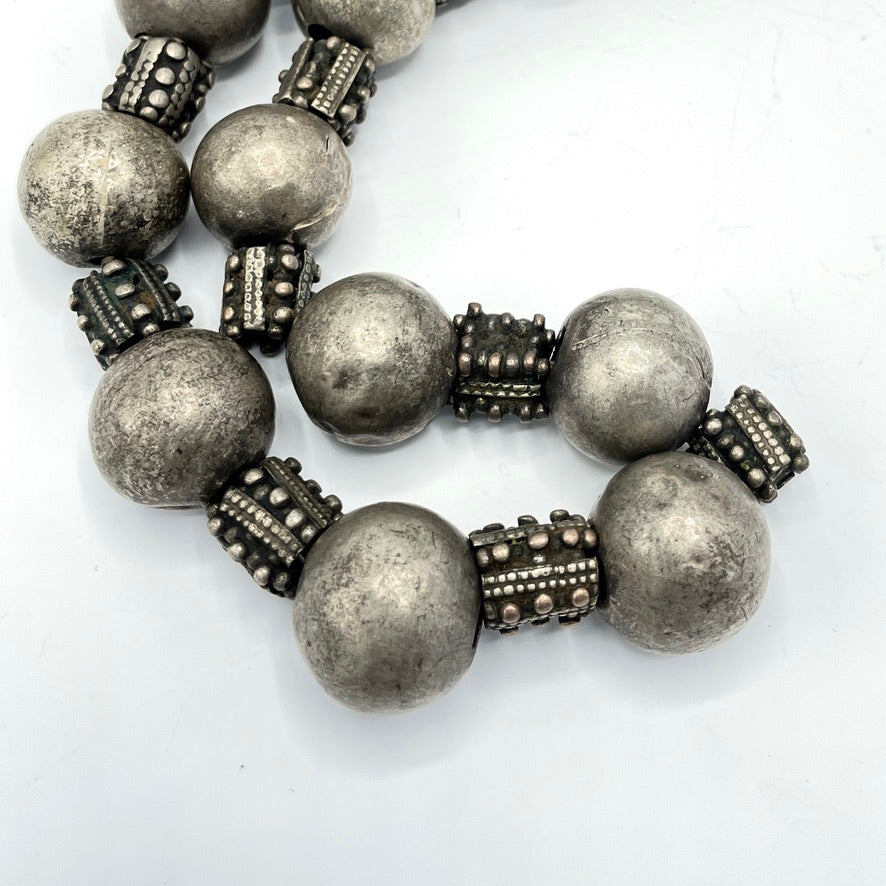 Antique Granulated Silver and Hollow Silver Beads Strands, from Yemen - Rita Okrent Collection (ANT549n)