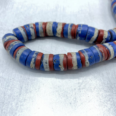 Antique American Flag Sliced Venetian beads and Other Mixed Trade Beads - Rita Okrent Collection (AT0500)