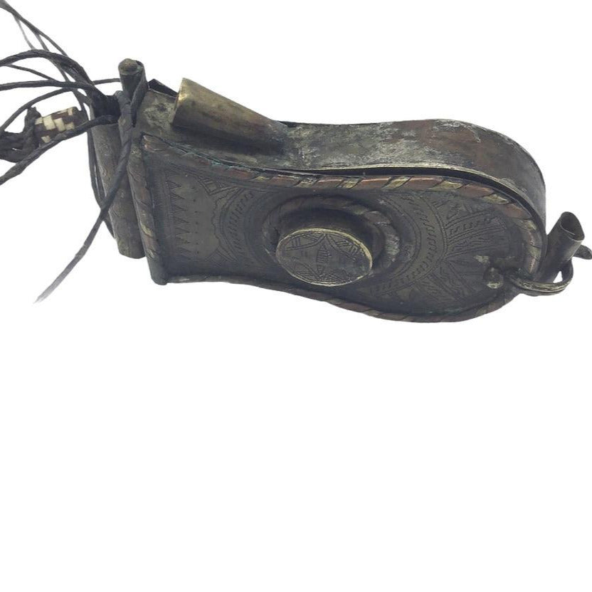 Antique Tuareg Fulani Copper and Brass Metal Hanging Protective Amulet, Mali - Rita Okrent Collection (P796)