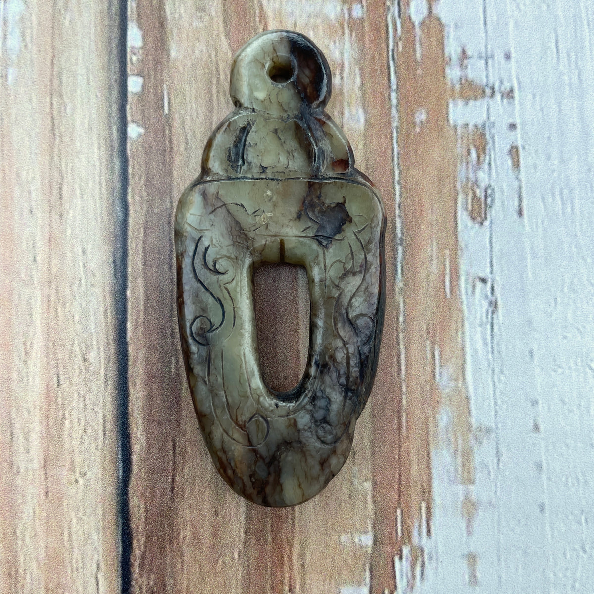 Lovely Large Antique Carved Jade Pendant, China - Rita Okrent Collection (C140a)