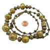 Mixed Gold Washed Light Weight Mixed Material Beads with African Brass Bead Strand - Rita Okrent Collection (ANT555)