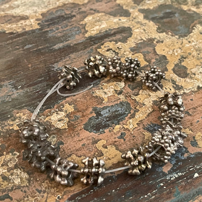 Short Strand of 14 Old Handmade Silver Granulated Yemeni "Berry" Spacers - Rita Okrent Collection (ANT516)