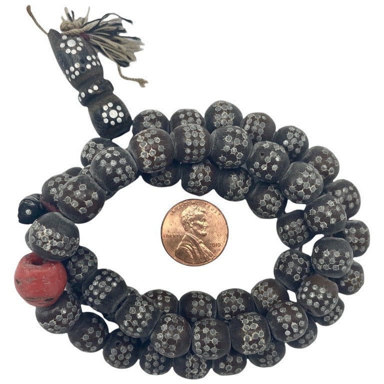 Black Coral Beads from an old Yemeni Prayer Strand - Rita Okrent Collection  (ANT538) - Rita Okrent Collection