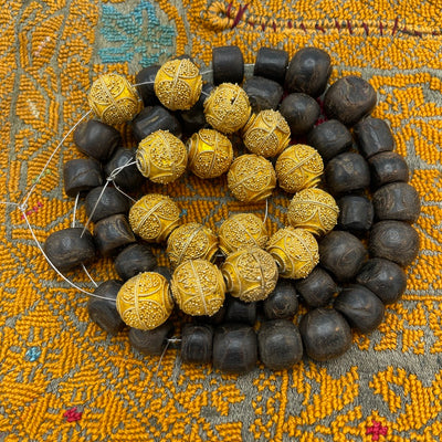 Strand of 10 Matched Vintage Granulated Gold-Washed Beads from Senegal - Rita Okrent Collection (ANT607)