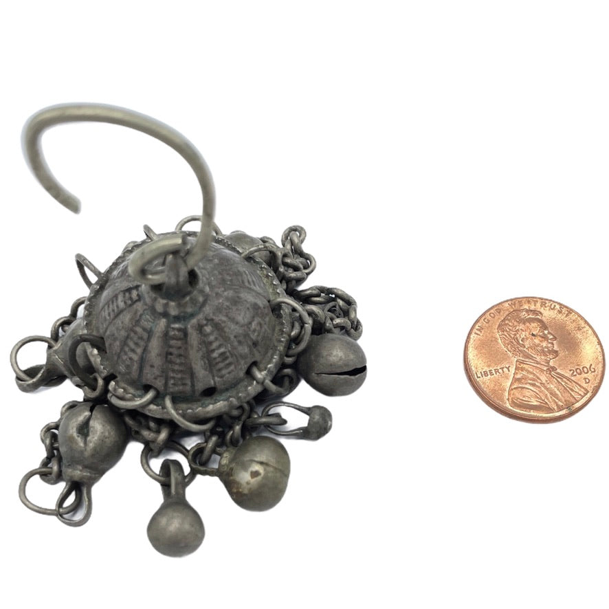 Vintage Yemeni Metal Dangle, with Chains, Hook and Bells- Rita Okrent Collection (P543)