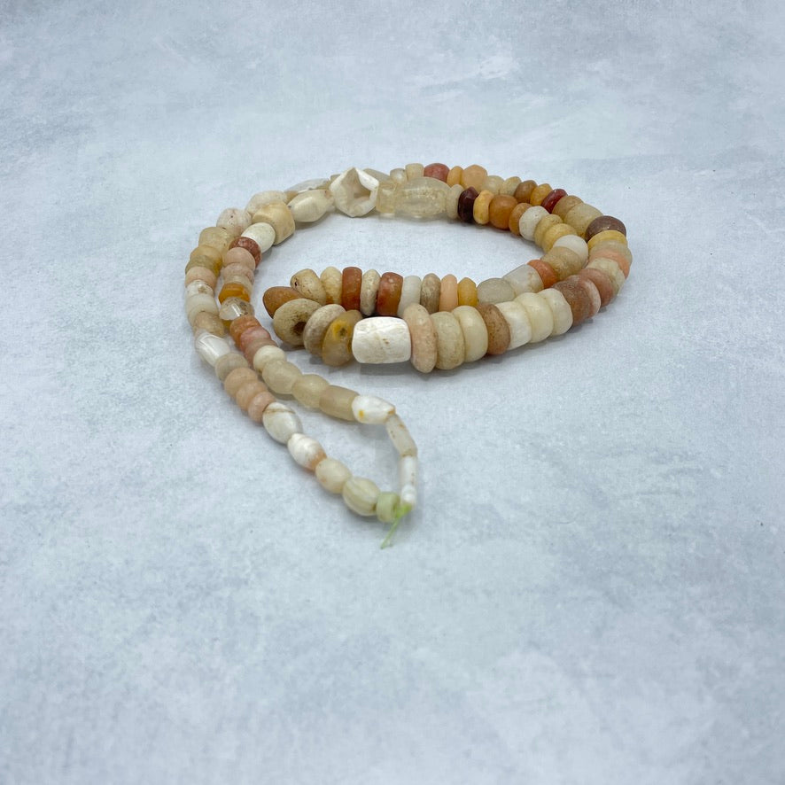 Mixed Ancient and Neolithic Stone Beads Strand, with Rock Crystal, West Africa - Rita Okrent Collection (S668c)