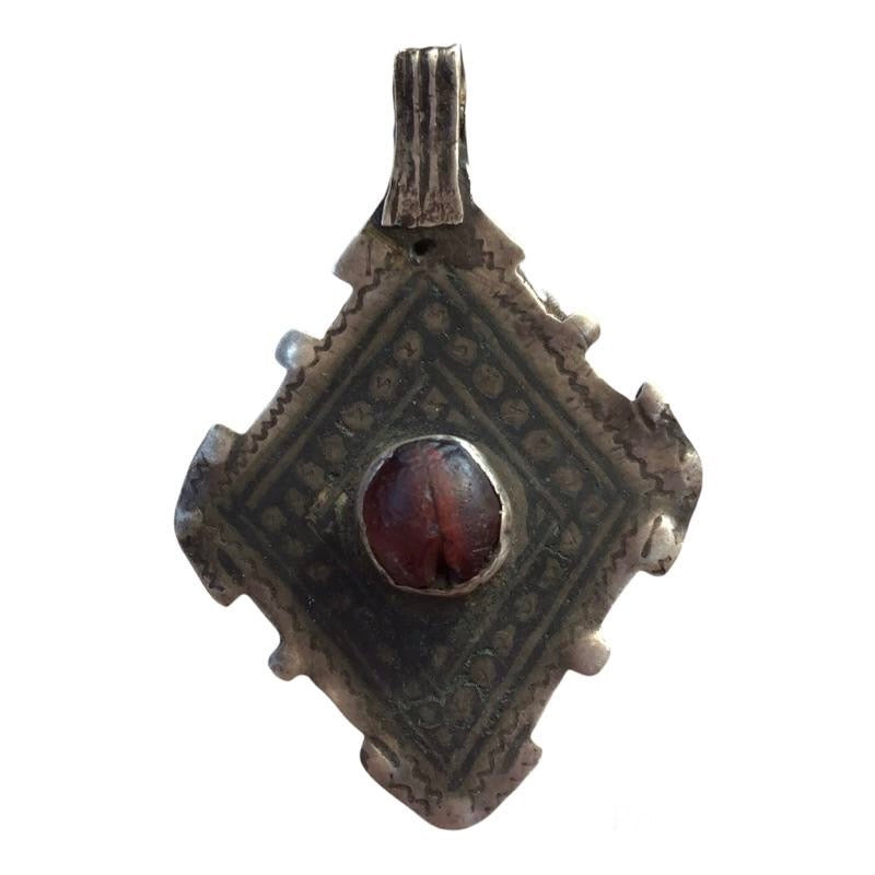 Antique Niello and Silver Anti Atlas Pendant from Morocco, Circa 1880&#39;s - Rita Okrent Collection (P977)