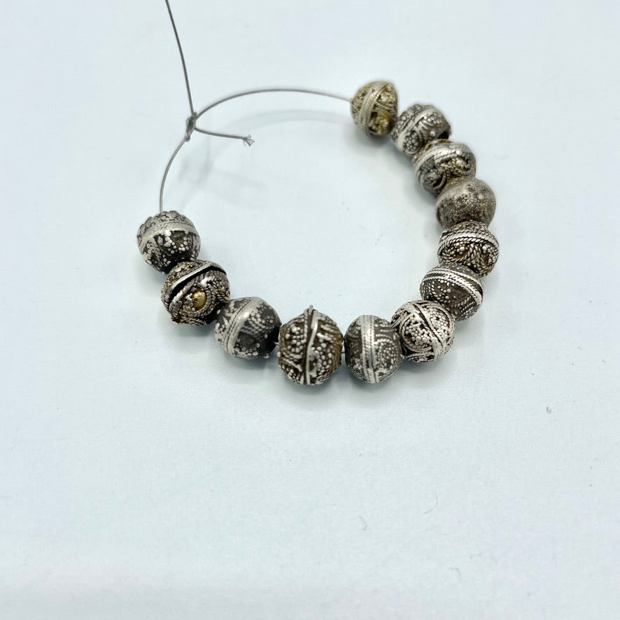 Short Strand Lovely Worn Small Mauritanian Silver Beads - Rita Okrent Collection (ANT598)