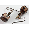 Vintage Glass Copper and Black Cube Bead Earrings with African Shell Beads
