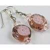 Rosaline Lampwork Bead Earrings with Millifiore Pink Flowers 