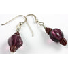 Vintage Bohemian Chocolate Tulip Glass Bead Earrings and Amethyst Melon Beads 