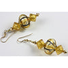 Venetian Glass and Foil Bead Earrings with Black Cipollina Striped Glass Beads