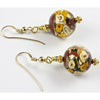 Venetian Glass Bed of Roses Bead Earrings with Gold-Plated Beads from Bali