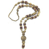 Vintage Mauritanian Gilded Granulated Silver Beaded Wedding Necklace with Faux Agate Glass Accents - Rita Okrent Collection (NE457)