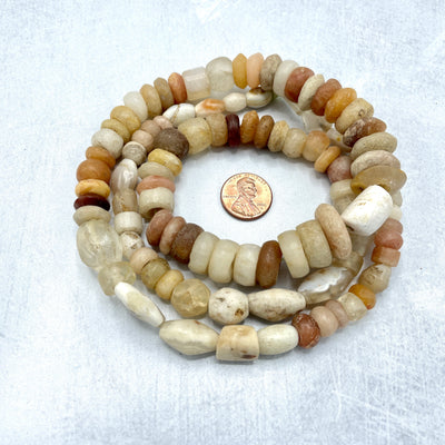 Mixed Ancient and Neolithic Stone Beads Strand, with Rock Crystal, West Africa - Rita Okrent Collection (S668c)