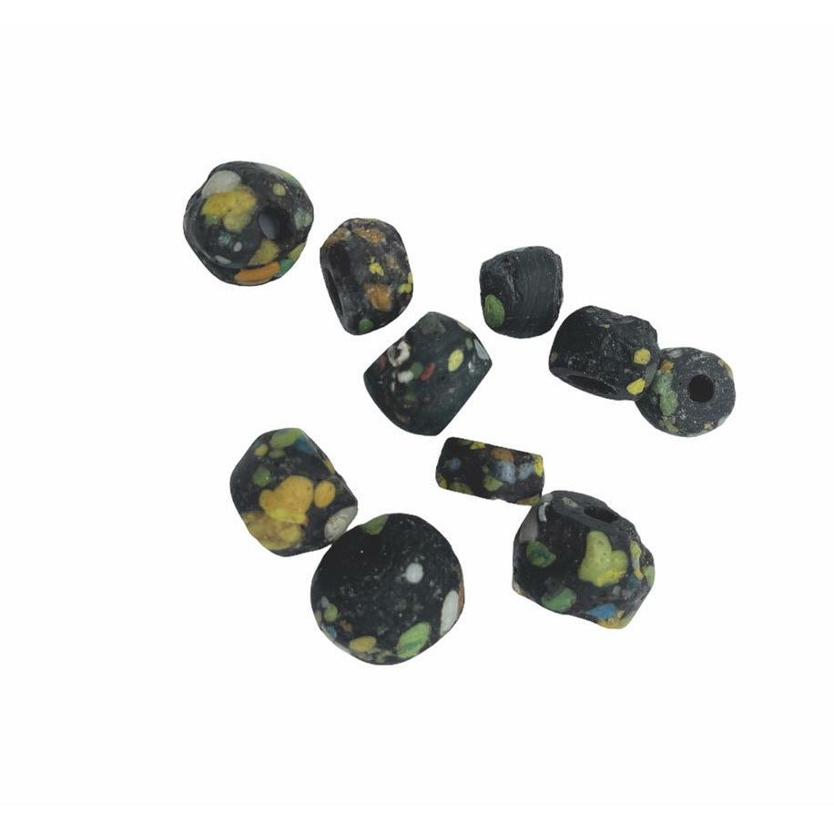 Rare African Antique Black Speckled Colorful Hebron Beads, Sudan - Rita Okrent Collection (AT0608n)