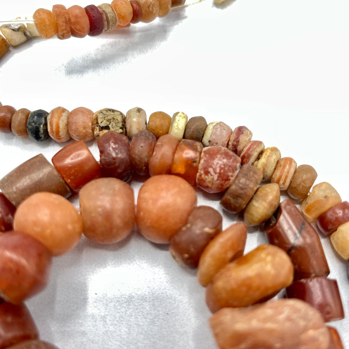 Mixed Size and Shape Ancient Carnelian Beads Finished with Small Stone Beads - Rita Okrent Collection (S443b)