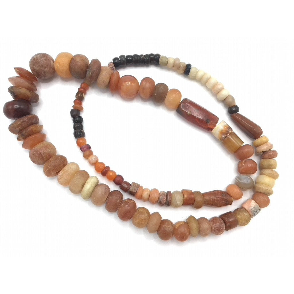 Mixed Shape Agate and Carnelian Stone Strand, in Black, Orange and Off-White - Rita Okrent Collection (S521)