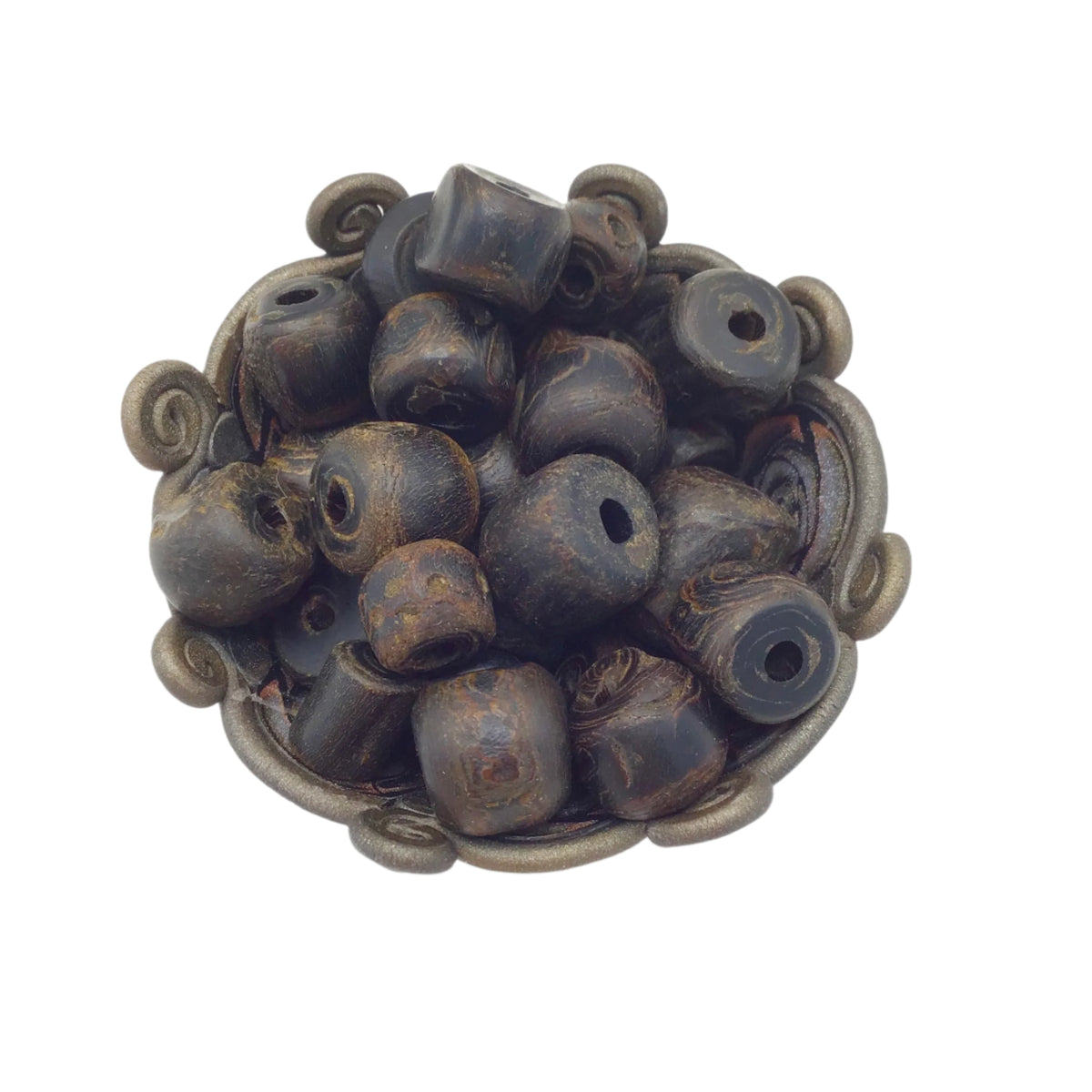 Lots of 12 Loose Black Coral Beads, From Old Yemeni Islamic Prayer Strands, Circa 1940&#39;s - Rita Okrent Collection (ANT534)